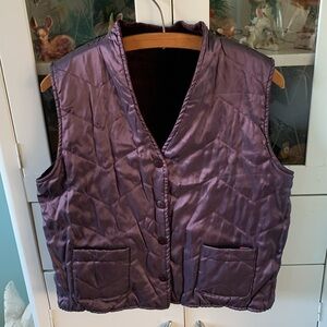 Liz Claiborne vintage reversible sz M Women's Purple Velvety Vest quilted euc